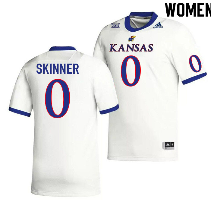 Women #0 Quentin Skinner Kansas Jayhawks College Football Jerseys Stitched Sale-White - Click Image to Close